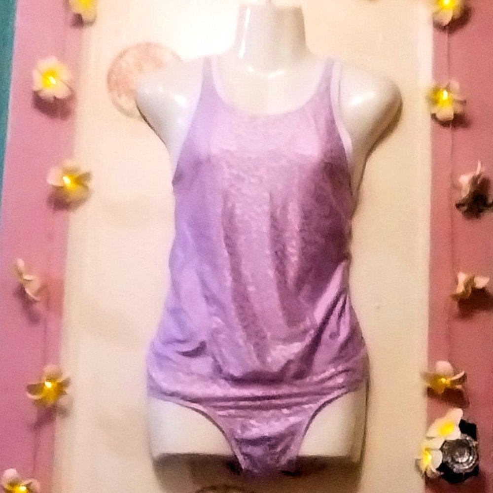 Woxuan (2XL) Lavendar Floral Print Bodysuit - NWOT